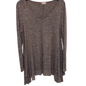 Altar’d State Flowy Heathered Brown Long Sleeve Tunic
